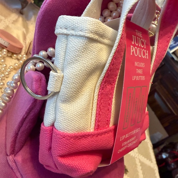The Juicy Pouch Lip Butter Set - Pink & Cream Mini Tote / Bag & Purse Charm - Picture 2 of 4